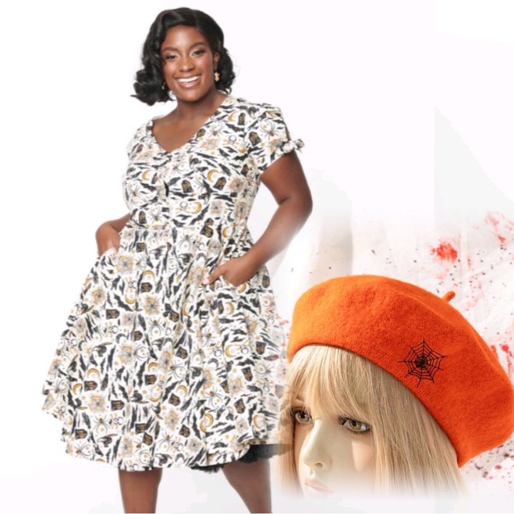 Magnolia Place Plus white Spooky Halloween Eleanor swing dress